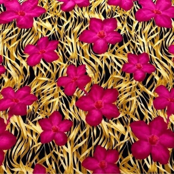 Escada Silk Scarf Fuchsia Pink Floral Hibiscus Hawaiian Print 34x34 Square - Picture 6 of 7